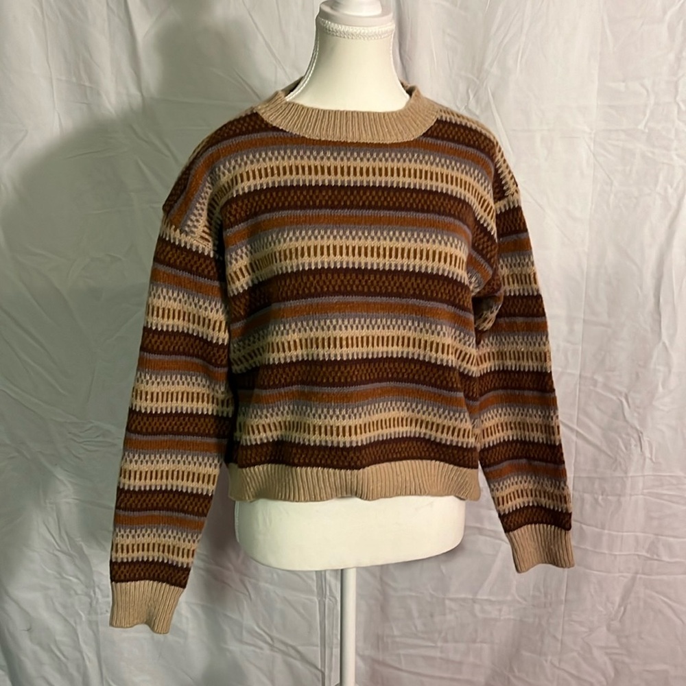 Shein brown cropped crew neck sweater size large